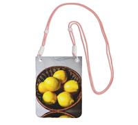 Pink Carry Mobile Phone Bag â€“ One Basket Lemons Print Crossbody Purse, Ideal for Outdoor Activities, Commuting, and Shopping