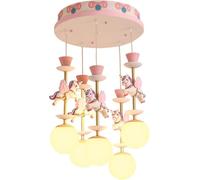 Pink Cartoon Chandelier Colorful Round Carousel Art Celling Light - Resin Lamp Body Pendant Light Fixture Compatible with Girls Room,for Various Rooms
