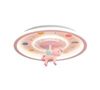 Pink Cartoon Unicorn Ceiling Light Fixture, Dimmable Led Flush Mount Ceiling Light with Remote Control, Modern Round Ceiling Lamp for Kid's Girls Bedroom Living Room Baby Room, JYLSSKUK