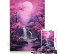 Pink Cascade Harmony 1000 Piece Jigsaw Puzzles for Teenagers Memory Boost Home Leisure Image Assembly Lovely Gift (38x52cm)
