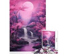 Pink Cascade Harmony Jigsaw Puzzles for Adults1000 Piece Strengthen Mental Endurance And Stamina Calm Stress Free Playtime (50X75cm)