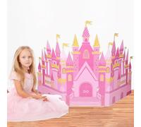Pink Castle Backdrop Princess Birthday Standing Card Paper for Princess Party Decoration 23.58x 39 Inch Pink Royal Castle Photography Background Table Decoration for Girl Photo Background Party Supply