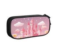 Pink Castle Pencil Case for Boys Girls Space Star Large Pen Bag Desk Stationery Organizer Pencil Pouch for School Office Zippered Makeup Bag