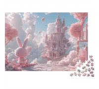 Pink Castle Premium Cardboard 1000 Piece Fantasy Dream Style Puzzle, Educational Game Adults, Stress Relief, Birthday Gift & Wall Decor for Enthusiasts 52x38cm/1000pcs