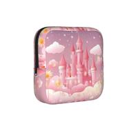 Pink Castle Sanitary Napkin Storage Bag Period Pouch, Discreet Sanitary Towel Holder Space Star Portable Feminine Pad Organiser for Women, Teen Girls, Travel & School