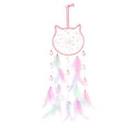 Pink Cat Dream Catcher for Girls, Dream Catcher Kit with Feathers, Pink Dreamcatchers for Wall Decor, Hanging Ornaments for Bedroom, Study Room & Living Room, Cat Gifts for Girls Women