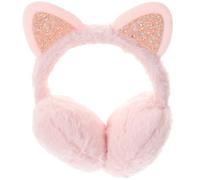 Pink Cat Ear Muffs for Girls and Women - Foldable Plush Ear Warmers for Winter - Cute Windproof Earmuffs for Cold Weather Outdoors & Gifting