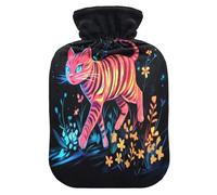 Pink Cat Fire Cool hot-Water Bottle with Soft Cover, 2L Warm Compress for Period Cramps, Period Cramps