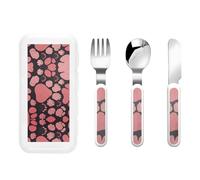 Pink cat paw Cartoon 3-Piece Stainless Steel Children's Cutlery Set Perfect for Parties picnics and Dinners