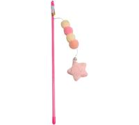 Pink Cat Stick Toy Elastic Rope Plush Ball Star Pendant Bite-Resistant Comfortable Grip Relieve Boredom Handmade Kitten Teaser Wand Cat Mice and Animals Toys