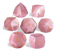 Pink Cat's Eye Dice Set, 7-Piece Handcrafted Polyhedral Dice with Gold Engraving, Ideal for D&D, RPG, MTG&Tabletop Games, Gift Box Included (Cat's Eye - Pink)