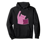 Pink Cats Fighting Cute Cartoon Style Kitties Pullover Hoodie