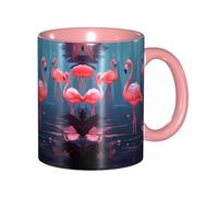 Pink Ceramic Coffee Mugs 11oz, (Lovely Flamingos) Print Restaurant Coffee Mug for Coffee,Cappuccino,Tea,Cocoa,Cereal