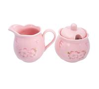 Pink Ceramic Creamer Pitcher and Sugar Container Set for Homes Restaurants