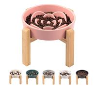 Pink Ceramic Dog Bowl Slow Feeder for Medium and Large Breed,Elevated/Raised 1.5 Cup 8.26 in Slow Feeding Bowl,Puzzle Dog Food Bowl for Fast Eater,Maze Dish for Fast Eater