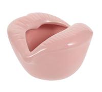 Pink Ceramic Lip Shape Ashtray, Windproof Deep Holder for Cigarettes