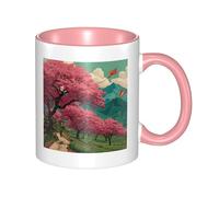 Pink Ceramic Mugs for Exquisite Unique Cherry Blossom Dreams Pattern Print Smooth Practical Durable Easy to Clean