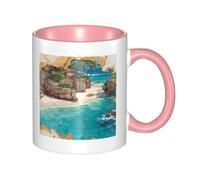 Pink Ceramic Mugs for Exquisite Unique Coast of Dreams Pattern Print Smooth Practical Durable Easy to Clean