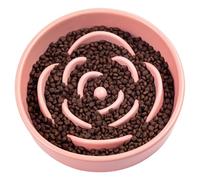 Pink Ceramic Slow Feeder Dog Bowl for Medium and Large Breeds,6.1 in Slow Feeding Bowl,Puzzle Dog Food Bowl for Fast Eater,Maze Dish for Fast Eater