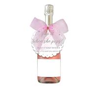 Pink Champagne Baby Shower Tags Set for Girls, Pink Pop It When She Pops Baby Shower Bottle Tags