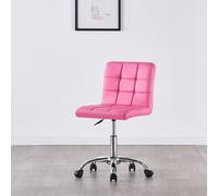 (Pink) Charles Jacobs Modern Office Chair Computer Desk Small Adjustable PU Leather Swivel Fabric Home