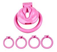 Pink Chastity Cage for Men, Resin Cock Cage with Lock, Large