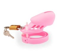 Pink Chastity Cage,Silicone Cock Cage for Men Breathable Chastity Devices Lightweight Couples Bondage Sm Sex Toys Pink Short