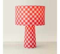 Pink Checkerboard Full Fabric Table Lamp with Drum Shade Pink