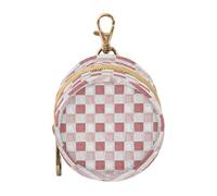 Pink Checkered Pattern Baby Pacifier Holder Case with Zipper and Clip Coin Purse Change Holder, Baby Items Container Box Tapas para chupones de