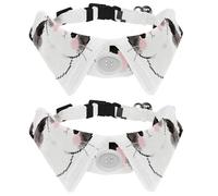 Pink Cheek Tuxedo Cat Pet Bow Tie Collar, Adjustable Soft Waterproof Collar for Cats & Dogs