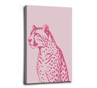 Pink Cheetah Leopard Wall Art - Preppy Room Decor, Minimalist & Bohemian Style, Modern Home Decor