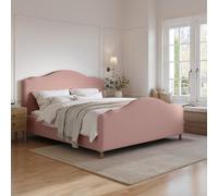 Pink Chenille Super King Side-Lift Ottoman Storage bed with Legs - Marie