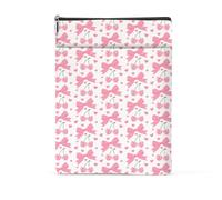 Pink Cherries Bows Decor Book Lovers Gifts Waterproof Book Sleeve Books Pouch Books Protector with Zipper and Front Pocket Bookish Gifts Cover Case for Women Girl Reader Reading Accessories