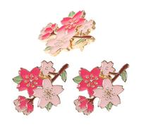 Pink Cherry Blossom Brooch Pin 3pcs Zinc Alloy Cute Flower | Mix and Match Trio, Secures Bags, Clothing and Hats, Delicate Cartoon Style for Fashion Accents
