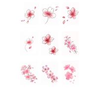 Pink Cherry Blossom Colored Temporary Tattoo Stickers, Waterproof, Girly, Long-Lasting, Wrist-Covering Scar Stickers 5 * 6cm