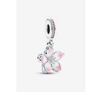 Pink Cherry Blossom Flower Charm 925 Silver Charm Compatible with Pandora Charms, Trollbeads, Chamilia, Biagi and Many Other UK Charm Bracelets.
