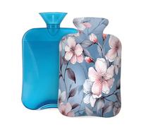 Pink Cherry Blossom Flower Hot Water Bottle with Cover, 2L Large Capacity Hot Water Bag for Hot Cold Compress, Hand Feet Warmer, Neck Shoulder Pain Relief