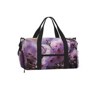 Pink Cherry Blossom Gym Duffle Bag with Shoe Compartment Travel Weekender Overnight Bag Waterproof Sports Gym Bag with Shoulder Strap