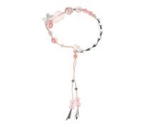 Pink Cherry Blossom Link Bracelet for Women in Glass Alloy