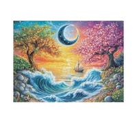 Pink Cherry Blossom Mountain 500 Piece Jigsaw Puzzle for Adults Teens Craft Room Decor Creative Project Whimsical Artwork for Crafters 500 PCS