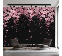 Pink Cherry Blossom Photo Wallpaper, Modern Floral Wallpaper Mural, 400x280cm Wall Paper for Bedroom Living Room, Non-Woven Wall Mural Room Decor EL&D66