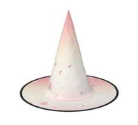 Pink Cherry Blossom Print Witch Hat Halloween Party Cosplay Costume | Women Halloween Witch Hat, Pointed Cosplay Costume Accessory, Black Purple Pink