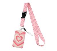 Pink Cherry Blossom Rainbow Lanyard Hearts Phone Strap Keys ID Card Hanging Badge Holder Rope Phone Charm String(Color2)