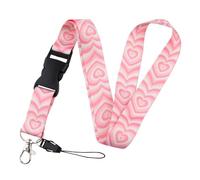 Pink Cherry Blossom Rainbow Lanyard Hearts Phone Strap Keys ID Card Hanging Badge Holder Rope Phone Charm String(Color1)