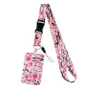Pink Cherry Blossom Rainbow Lanyard Hearts Phone Strap Keys ID Card Hanging Badge Holder Rope Phone Charm String(Color6)