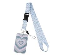 Pink Cherry Blossom Rainbow Lanyard Hearts Phone Strap Keys ID Card Hanging Badge Holder Rope Phone Charm String(Color4)