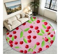 Pink Cherry Blossom Round Area Rug 150 cm, Japanese Classic Washable Mat | Sakura Branch Circle Floor Carpet, Anti-Skid Rubber Backing, Delicate Floral Rug for Bedroom, Nursery & Dressing Flat