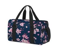 Pink Cherry Blossom Sports Duffel Bag Cherry Weekend Overnight Bag Tote Holdall Casual Travel Gym Duffel Bags for Kids Girls Boys Women Men