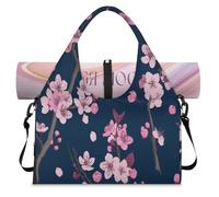 Pink Cherry Blossom Sports Duffel Bag for Women Men Cherry Weekend Overnight Bag with Shoe Compartment Shoulder Tote Luggage Bag for Yoga Gym Travel