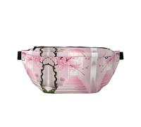 Pink cherry blossom staircase Crossbody Waist Bag with Multiple Pockets, Easy To carry, Suitable for Sports, Travel and Daily Use.